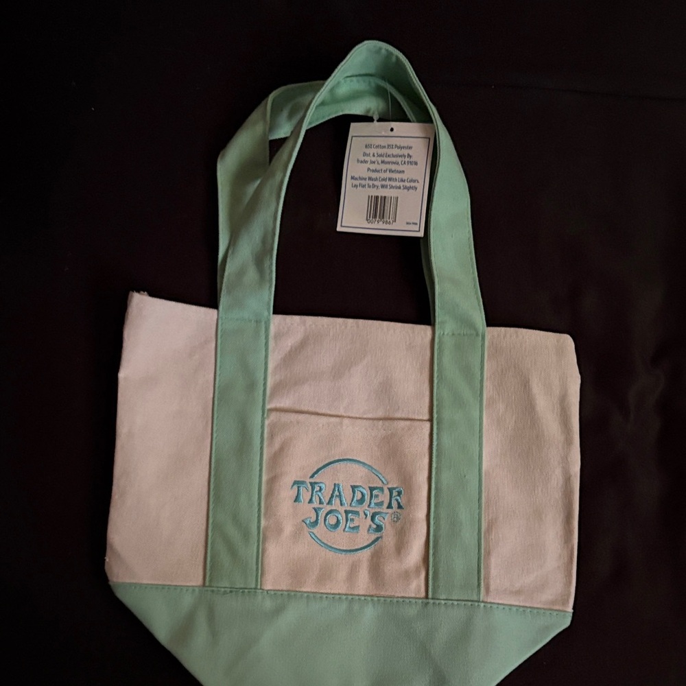Trader Joe's Mint and Cream Tote Bag